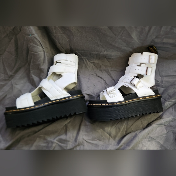 White Dr. Marten Leather Platform Giavanna Gladiator Sandals - Picture 4 of 6